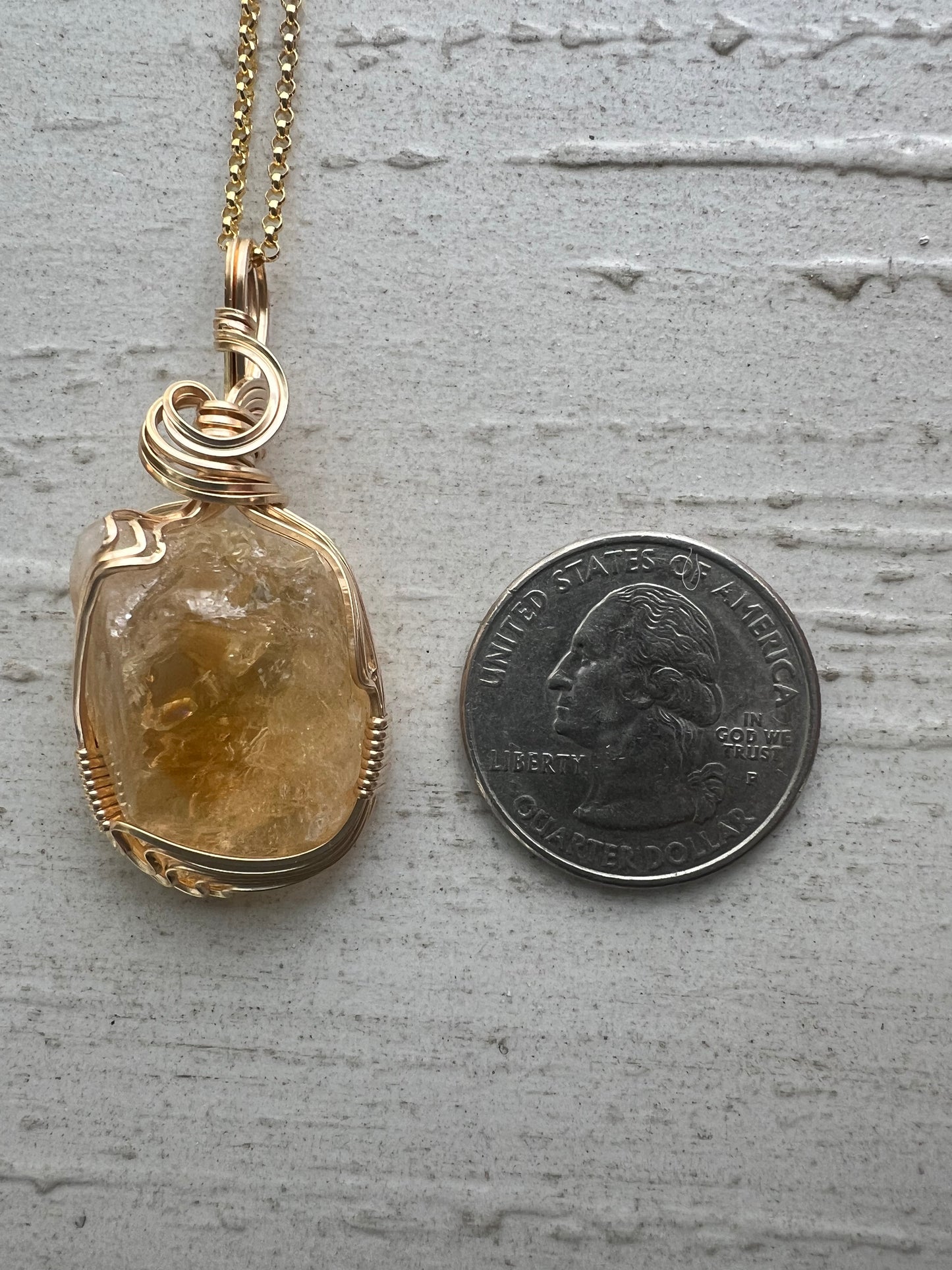 Citrine Wire Wrapped Gold Vermeil Pendant
