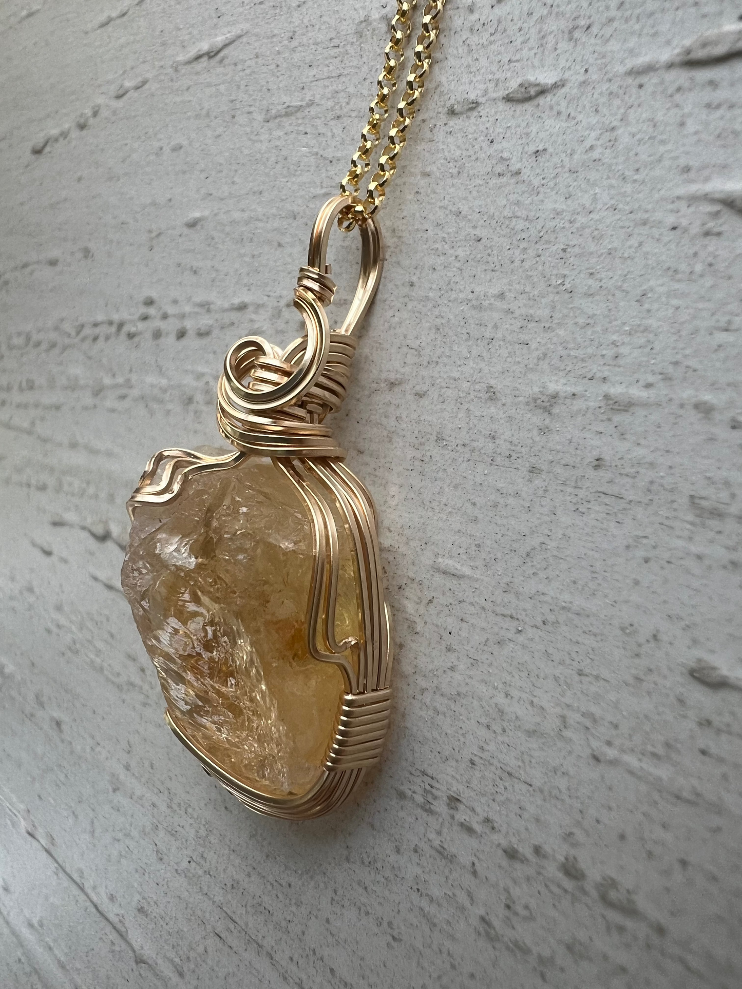 Citrine Wire Wrapped Gold Vermeil Pendant