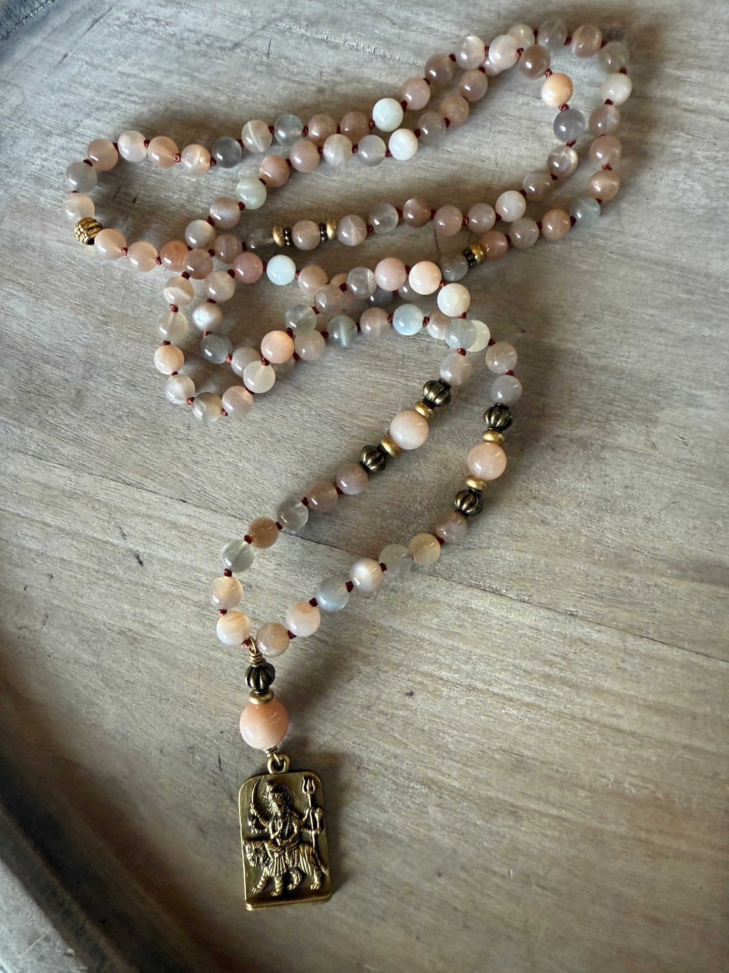 SUNSTONE AND MOONSTONE 108 BEAD MALA
