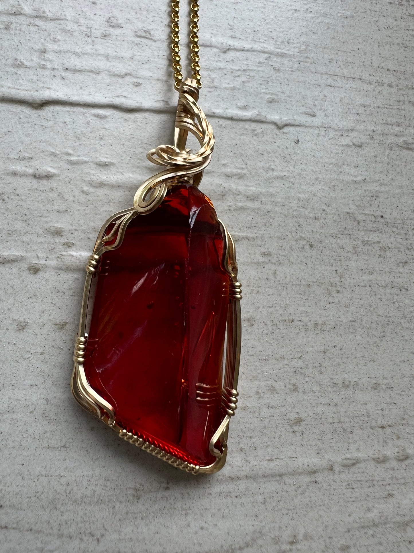 SOLARIS  II ANDARA Gold Vermeil Wire Wrapped Reiki Charged Pendant