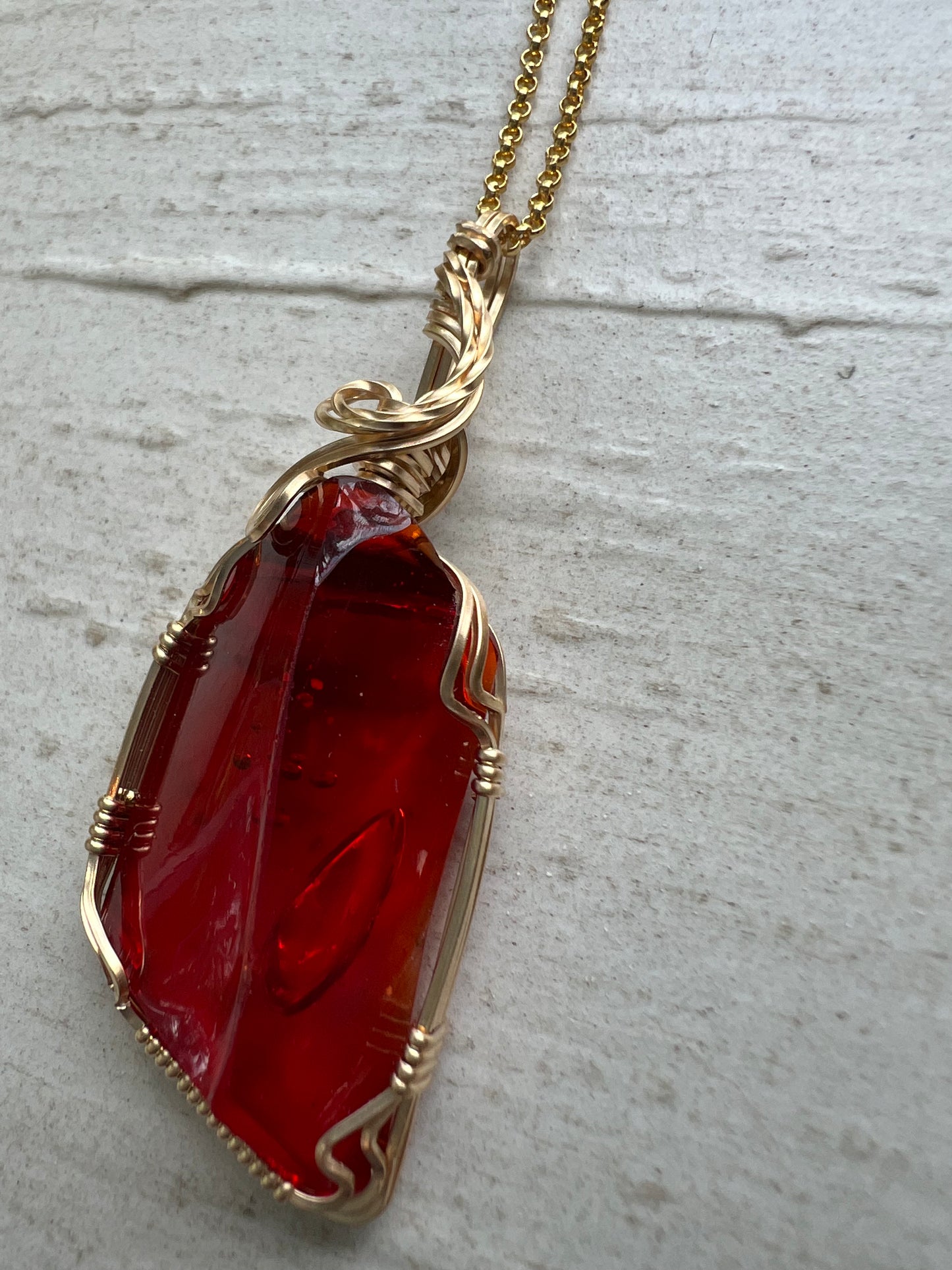 SOLARIS  II ANDARA Gold Vermeil Wire Wrapped Reiki Charged Pendant